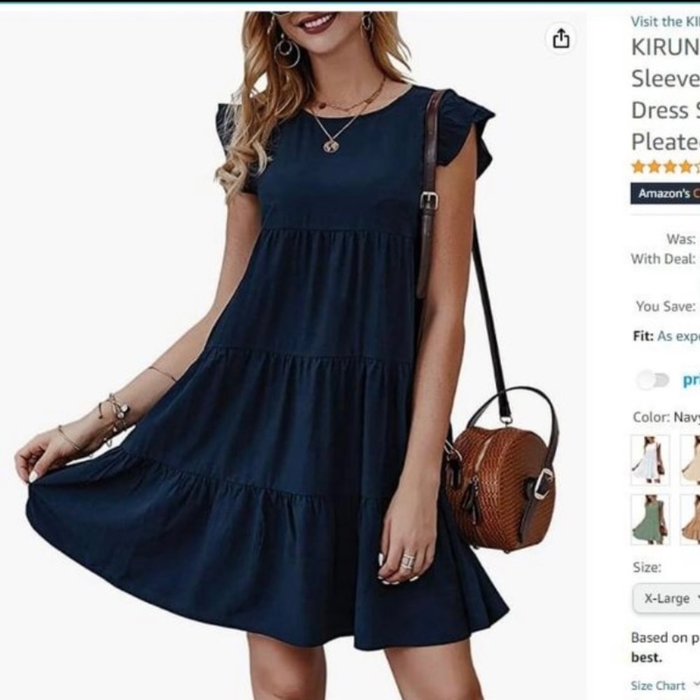 KIRUNDO Women’s Summer Dress Sleeveless Ruffle Sleeve Round Neck Mini Dress Soli